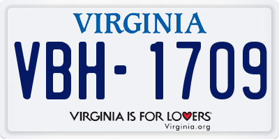 VA license plate VBH1709