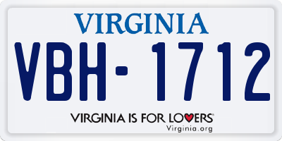 VA license plate VBH1712
