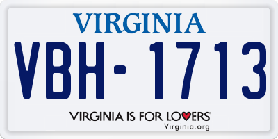 VA license plate VBH1713