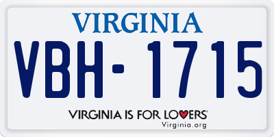 VA license plate VBH1715