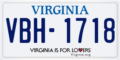 VA license plate VBH1718