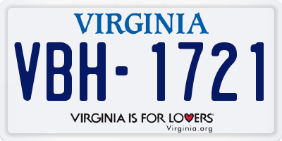 VA license plate VBH1721