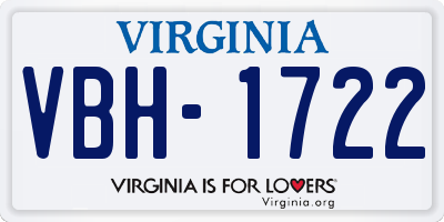 VA license plate VBH1722