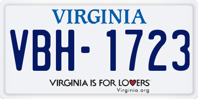 VA license plate VBH1723