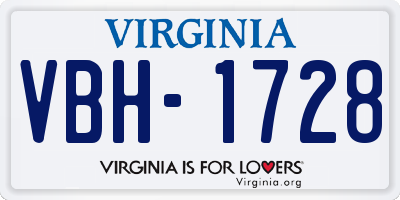 VA license plate VBH1728