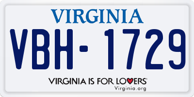 VA license plate VBH1729