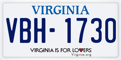 VA license plate VBH1730