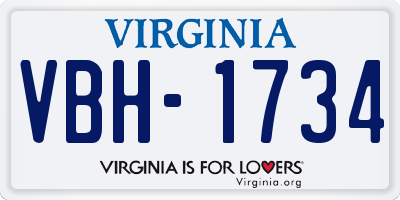 VA license plate VBH1734