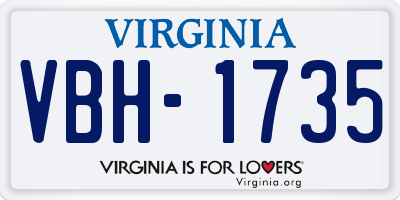 VA license plate VBH1735
