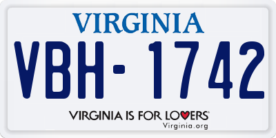 VA license plate VBH1742