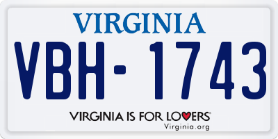 VA license plate VBH1743