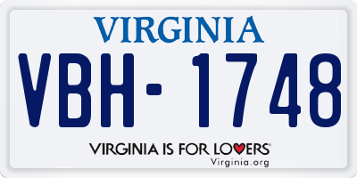 VA license plate VBH1748