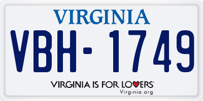 VA license plate VBH1749