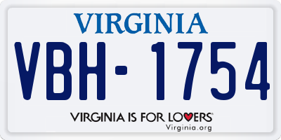 VA license plate VBH1754