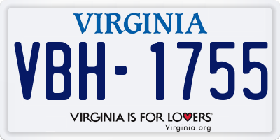 VA license plate VBH1755