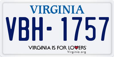 VA license plate VBH1757