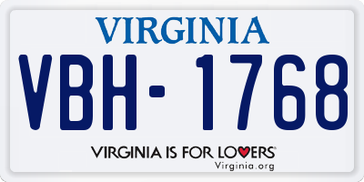 VA license plate VBH1768