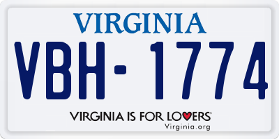 VA license plate VBH1774