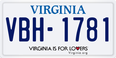 VA license plate VBH1781
