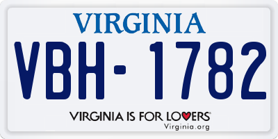 VA license plate VBH1782