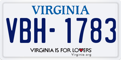 VA license plate VBH1783