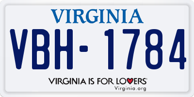 VA license plate VBH1784