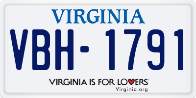 VA license plate VBH1791