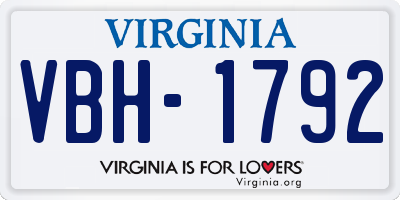 VA license plate VBH1792