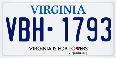 VA license plate VBH1793