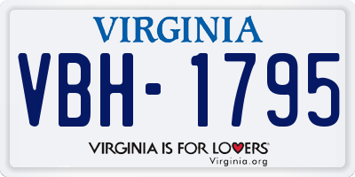 VA license plate VBH1795