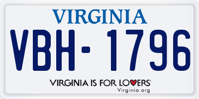 VA license plate VBH1796