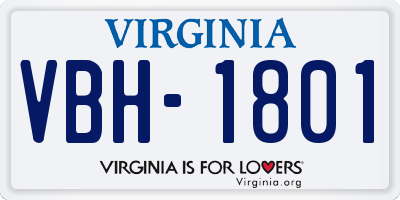 VA license plate VBH1801