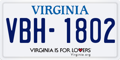VA license plate VBH1802