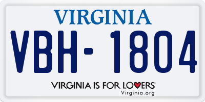 VA license plate VBH1804