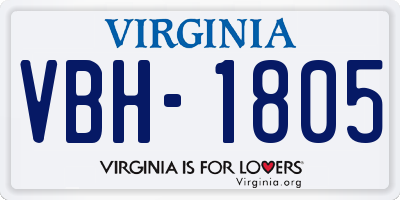 VA license plate VBH1805