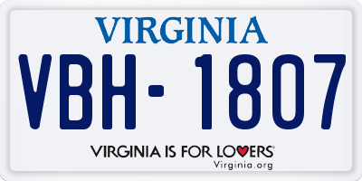 VA license plate VBH1807