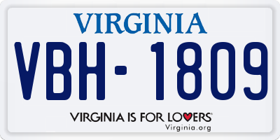 VA license plate VBH1809