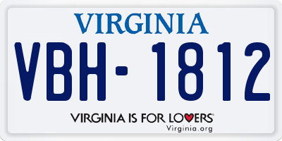 VA license plate VBH1812