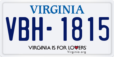 VA license plate VBH1815