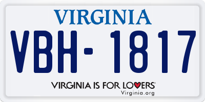 VA license plate VBH1817