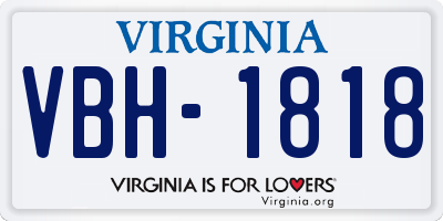 VA license plate VBH1818