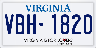 VA license plate VBH1820