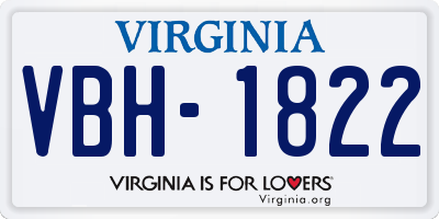 VA license plate VBH1822