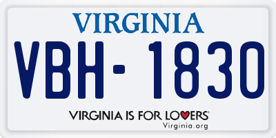 VA license plate VBH1830