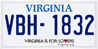 VA license plate VBH1832