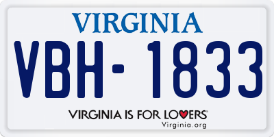 VA license plate VBH1833