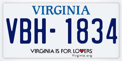 VA license plate VBH1834