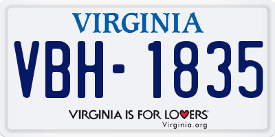 VA license plate VBH1835