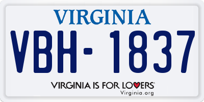 VA license plate VBH1837
