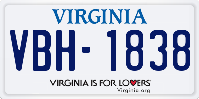 VA license plate VBH1838